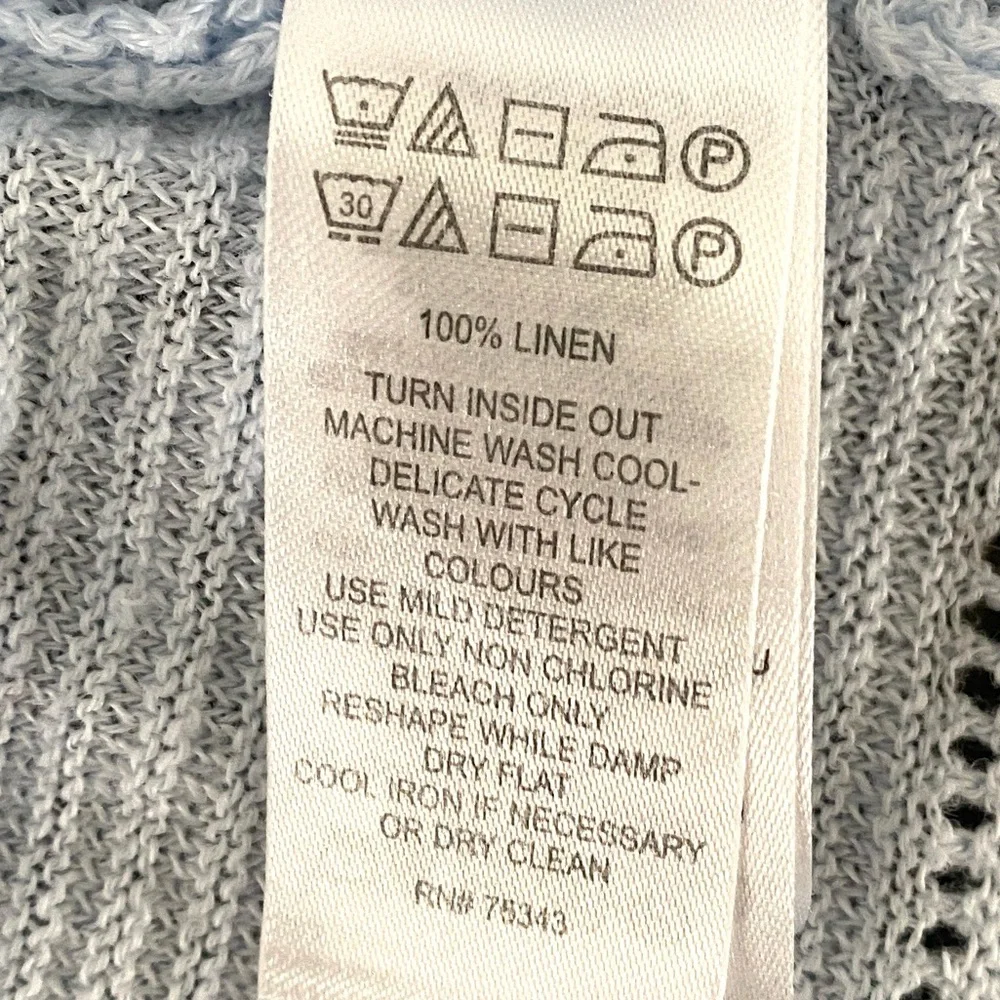 Cynthia Rowley Light Blue Linen Knit Long Sleeve Sweater Sz L Coastal Chic Prepp - Picture 7 of 7